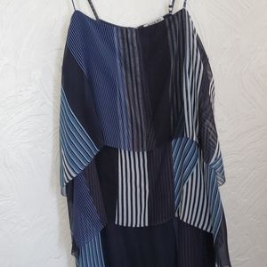 Navy Blue Layered Striped Dress